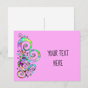 Cartão Postal Mão Cardíaca Espiral Pintada Design 1