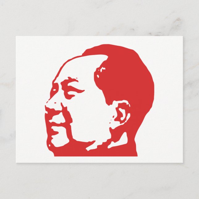 Cartão Postal Mao, comunista chinês, em vermelho (Frente)