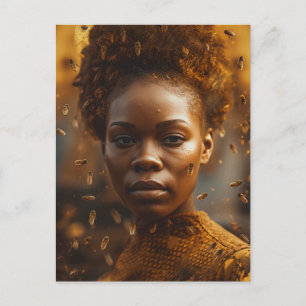 Cartão Postal Mão de Abelha Vestida em Dourado