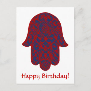 Cartão Postal Mão de Fátima Feliz Aniversário Personalizável