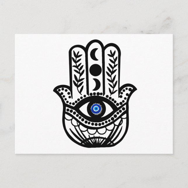 Cartão Postal Mão de Hamsa Fatima Mau Eye (Frente)