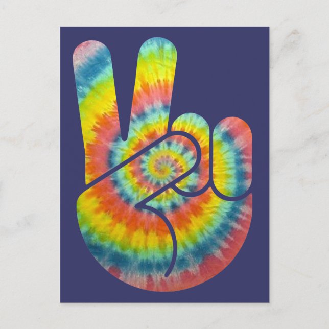 Cartão Postal Mão De Paz Tie Dye (Frente)
