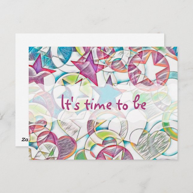 Cartão Postal Mão Desenhada Por EDDArt - Estrelas E Corações 1 (Frente/Verso)