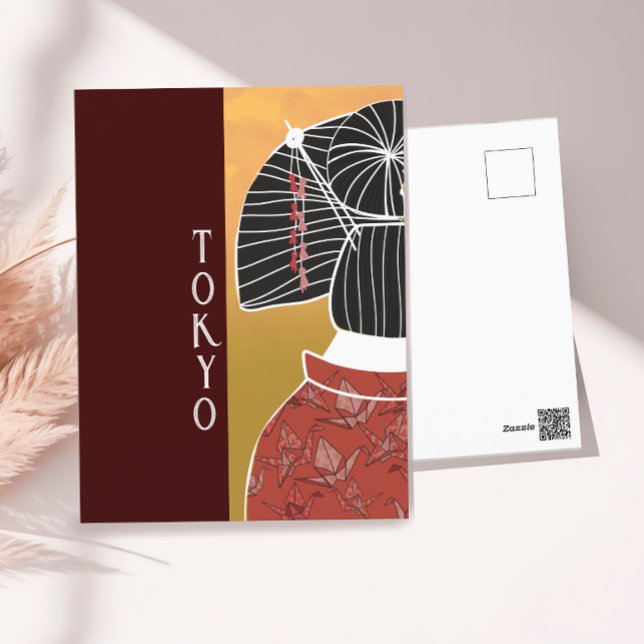 Cartão Postal Mão do Shrine Kimono Yukata de Tóquio Ilustrada (Criador carregado)