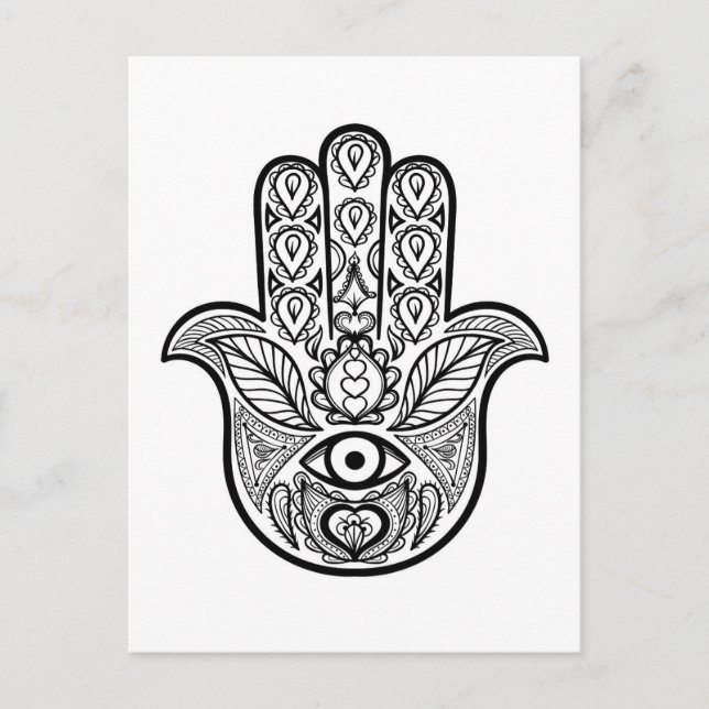 Cartão Postal Mão Hamsa inspirada (Frente)