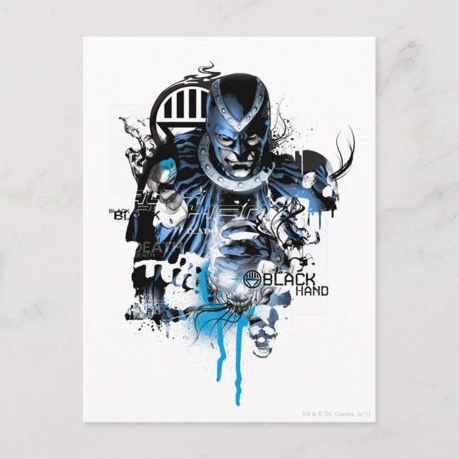 Cartão Postal Mão Preta - Colagem Azul (Frente)