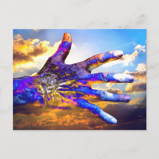 Cartão Postal Mão Sci-Fi no Céu (Frente)