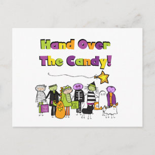 Cartão Postal Mão sobre Camisetas e presentes de Halloween doce