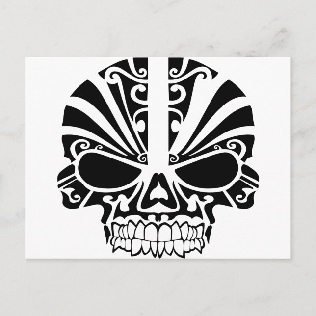 Cartão Postal Maori Tattoo Mask Skull (Frente)