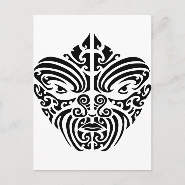 Cartão Postal Maori Tribal Tattoo Mask (Frente)