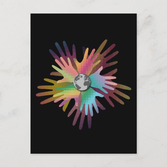 Cartão Postal Mãos ao redor do mundo (Frente)