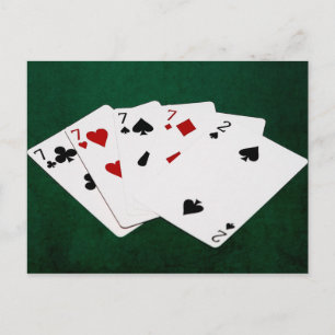 Cartão Postal Mãos de Poker - Quadra - Setes e Dois