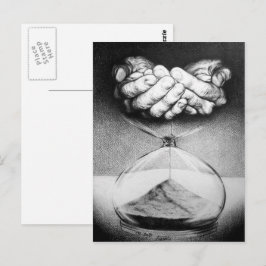 Cartão Postal Mãos de vidro do tempo Lápis desenho Arte surreal