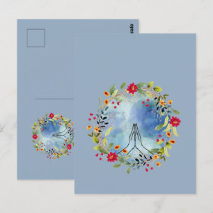 Cartão Postal Mãos em oração aquarela