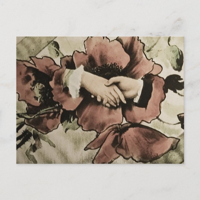 Cartão Postal Mãos Tocando Mãos Vintage Lanterna Mágica (Frente)