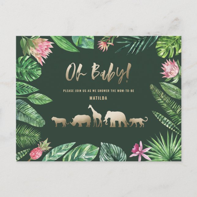 Cartão Postal Mãozinha de ouro tropical e colorida futura (Frente)