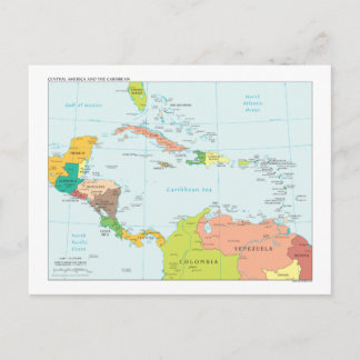 Cartão Postal Map of Central America & the Caribbean