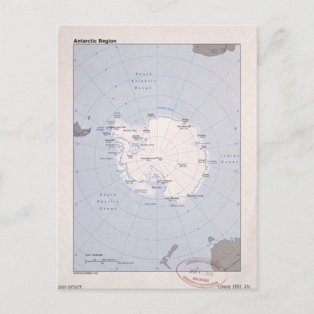 Cartão Postal Map of the Antarctic Region (1982) (Frente)