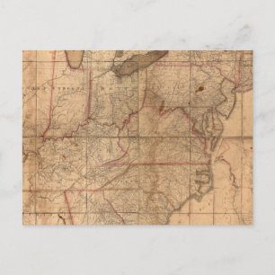 Cartão Postal Map of the United States By Abraham Bradley Junior