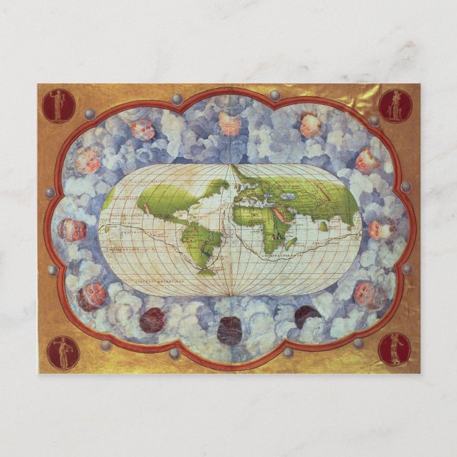Cartão Postal Map tracing Magellan's world voyage (Frente)