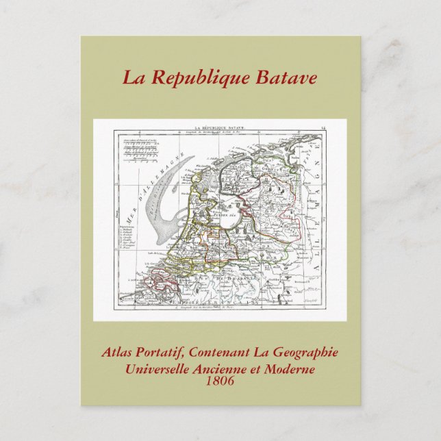 Cartão Postal Mapa 1806 - La Republique Batave (Frente)