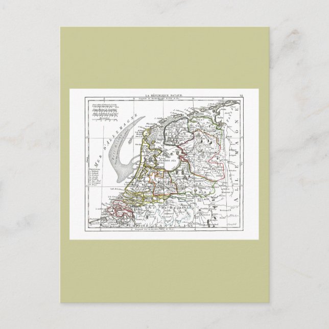 Cartão Postal Mapa 1806 - La Republique Batave (Frente)