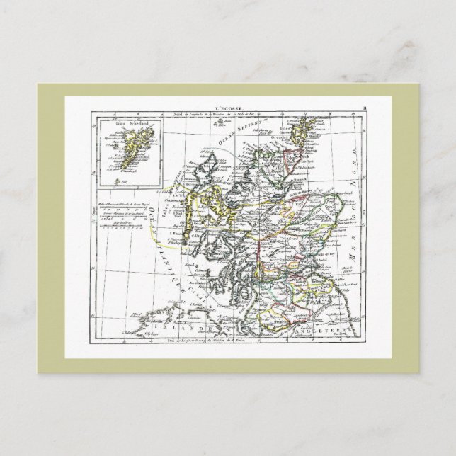 Cartão Postal Mapa 1806 - L'Ecosse (Frente)