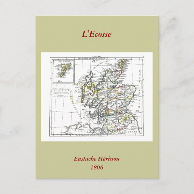 Cartão Postal Mapa 1806 - L'Ecosse (Frente)