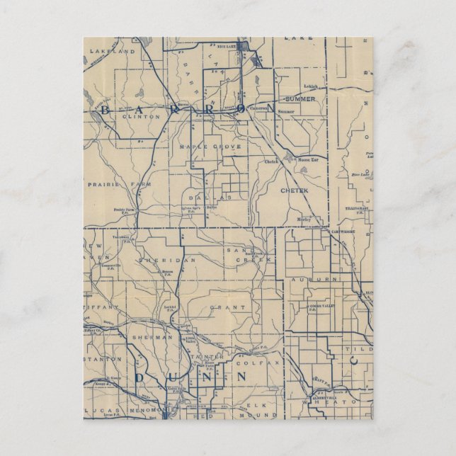 Cartão Postal Mapa 3 da Estrada Bicicleta de Wisconsin (Frente)