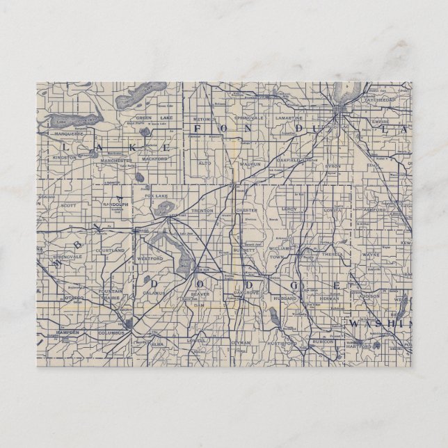 Cartão Postal Mapa 4 da Bicicleta de Wisconsin (Frente)