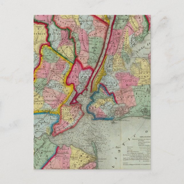 Cartão Postal Mapa À Volta Da Cidade De Nova Iorque (Frente)