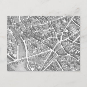 Cartão Postal Mapa Aéreo Antigo de Paris