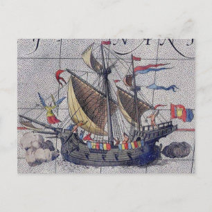 Cartão Postal Mapa alto do navio do oceano Pacífico