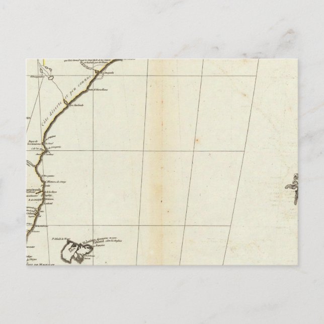 Cartão Postal Mapa Americano com Seção Sul Gravada (Frente)