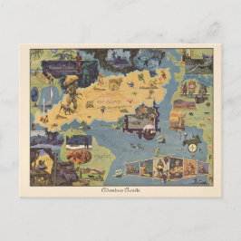 Cartão Postal Mapa Antigo Aventura Robinson Crusoe Espera por Vo