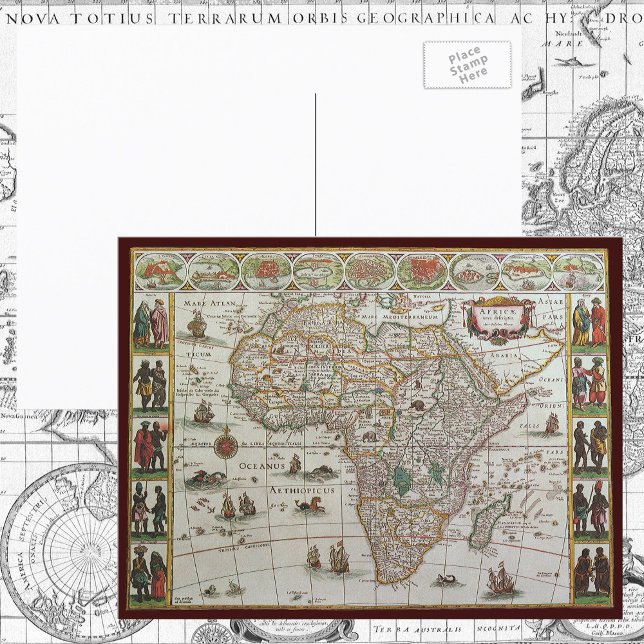 Cartão Postal Mapa antigo da África por Blaeu, c.1635 (Criador carregado)