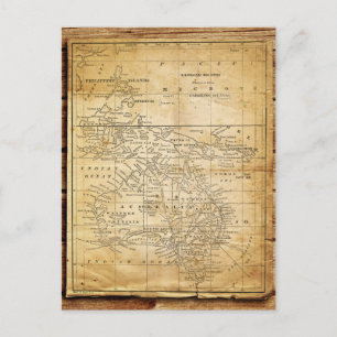Cartão Postal Mapa Antigo da Australásia