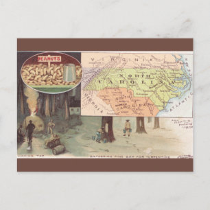Cartão Postal Mapa Antigo da Carolina do Norte