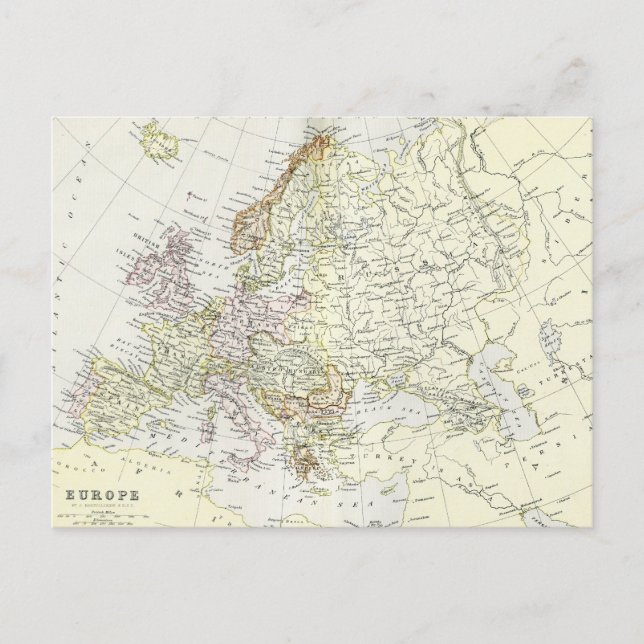 Cartão Postal Mapa antigo da Europa (Frente)