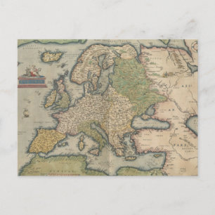 Cartão Postal Mapa Antigo da Europa (1570)