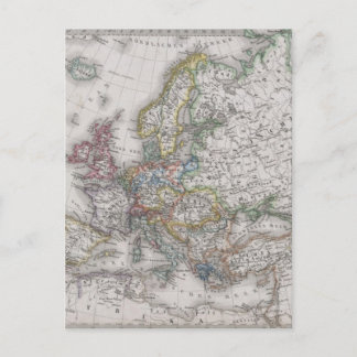 Cartão Postal Mapa antigo da Europa cerca de 1862