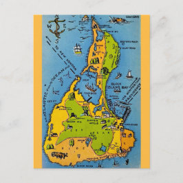 Cartão Postal Mapa Antigo da Ilha Block