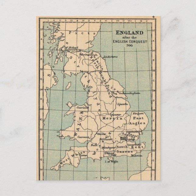Cartão Postal Mapa antigo da Inglaterra (Frente)