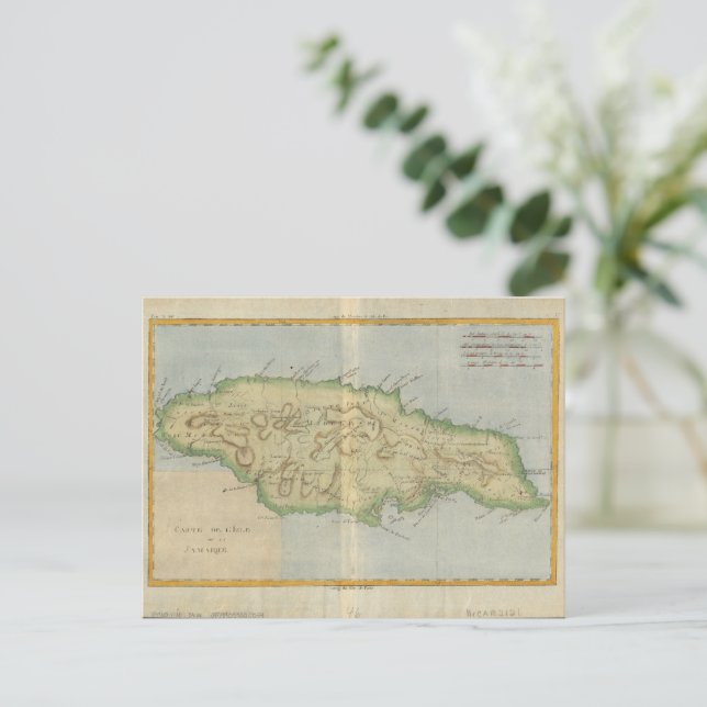 Cartão Postal Mapa Antigo da Jamaica (Em pé/Frente)