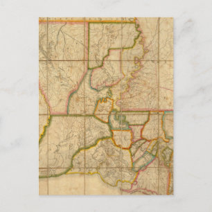 Cartão Postal Mapa Antigo da Louisiana (1816)