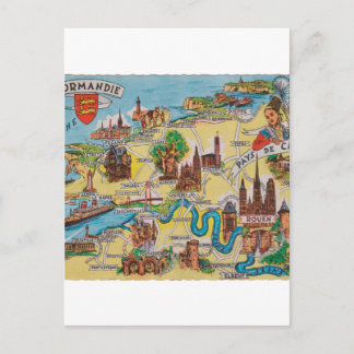 Cartão Postal Mapa antigo da Normandia