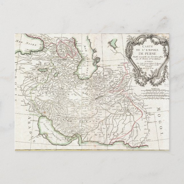 Cartão Postal Mapa Antigo da Pérsia- Irã, Afeganistão e Iraque (Frente)