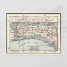 Mapa antigo da região do Panhandle da Flórida