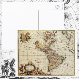 Cartão Postal Mapa antigo das Américas por Johannes De Ram
