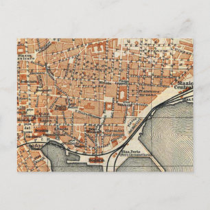 Cartão Postal Mapa Antigo de Catania Itália (1905)